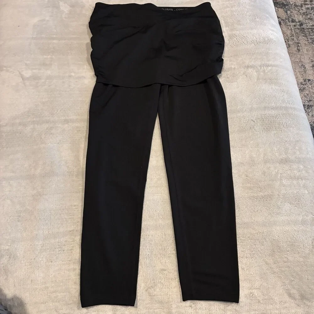 Coolibar Womens Black Skapri Skirted Capri Leggings UPF 50+ Sun Protection Sz M